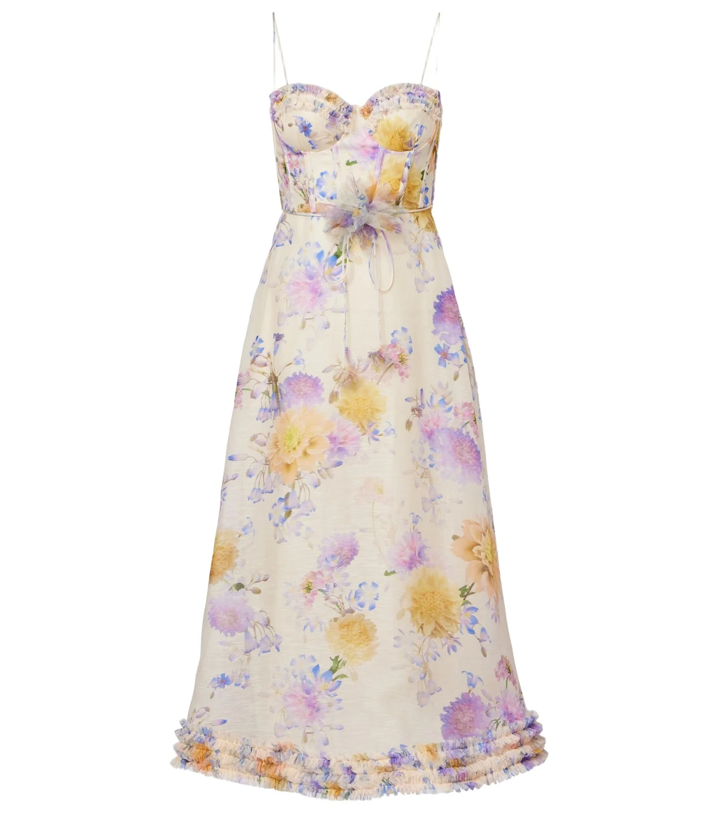 Luna floral linen and silk midi dress