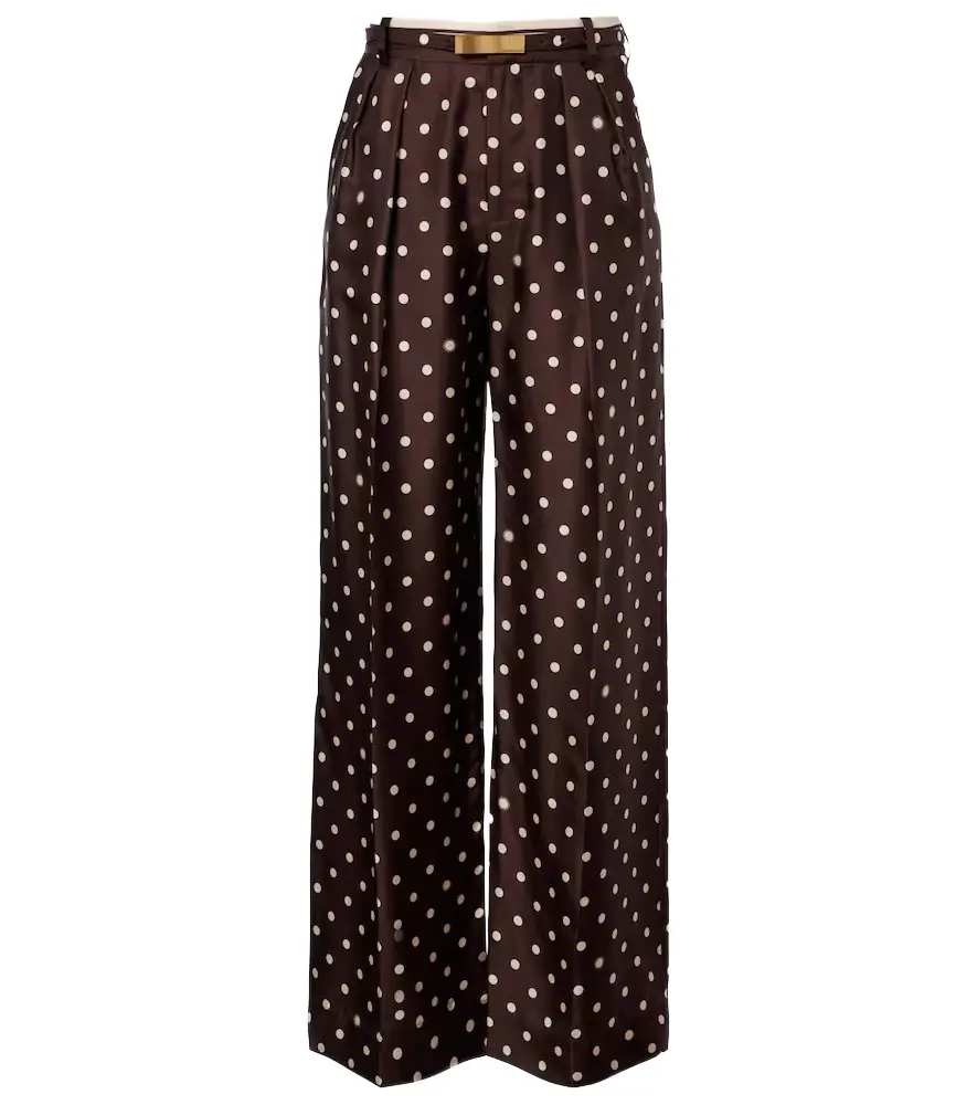 Polka-dot silk satin wide-leg pants Polka-dot silk satin wide-leg pants