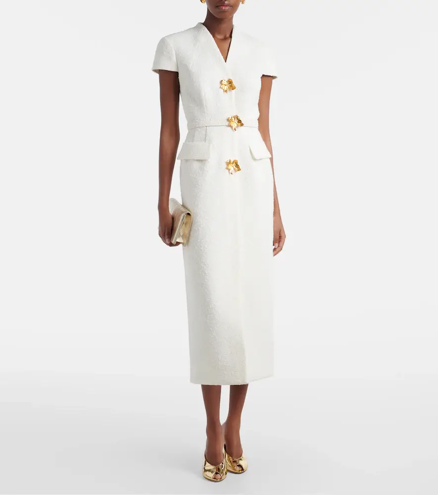 Oscar de la Renta Embellished belted tweed midi dress | Thumbnail 2 Oscar de la Renta Embellished belted tweed midi dress | Thumbnail 2