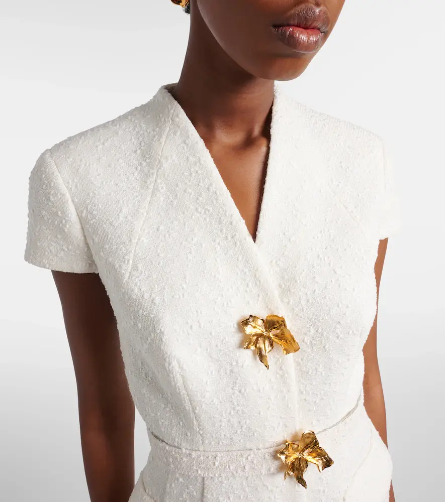 Oscar de la Renta Embellished belted tweed midi dress | Thumbnail 3 Oscar de la Renta Embellished belted tweed midi dress | Thumbnail 3