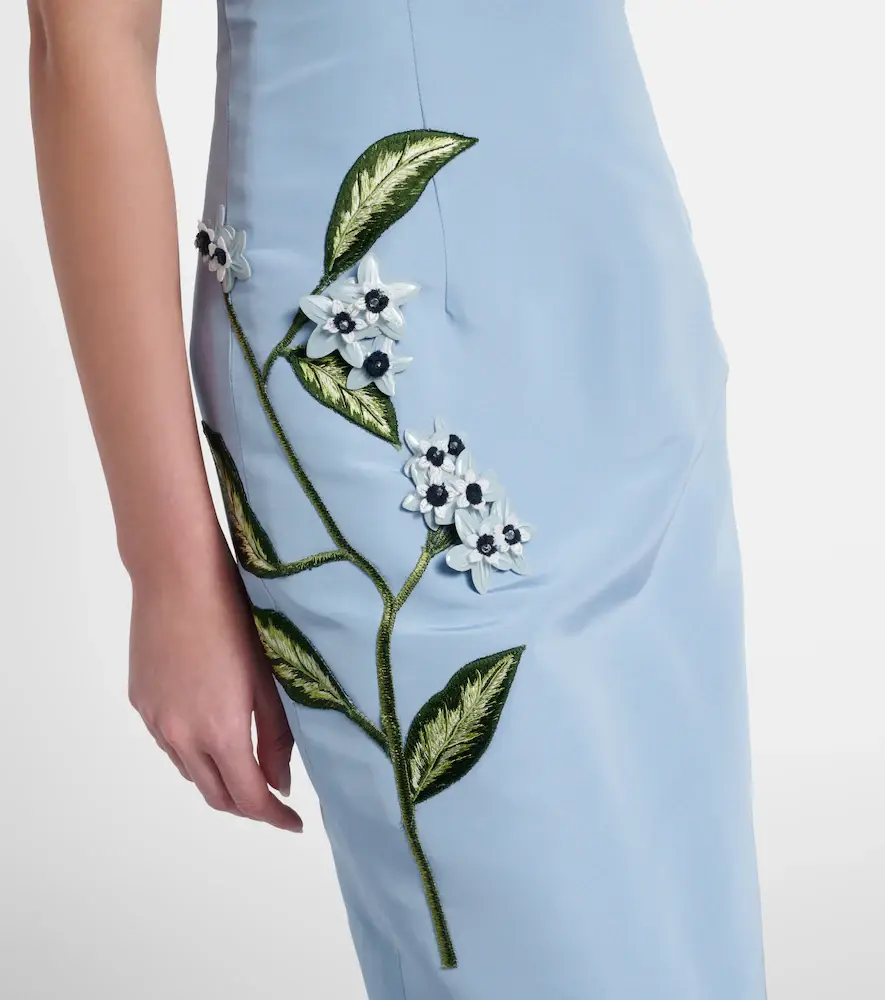 Oscar de la Renta Porcelain Flower silk faille maxi dress | Thumbnail 3