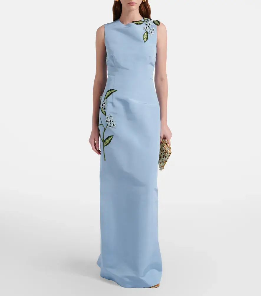 Oscar de la Renta Porcelain Flower silk faille maxi dress | Thumbnail 4
