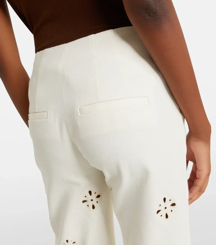 Veronica Beard Komi eyelet cotton twill flared pants | Thumbnail 3 Veronica Beard Komi eyelet cotton twill flared pants | Thumbnail 3
