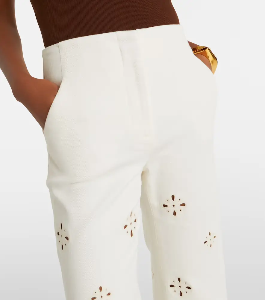 Veronica Beard Komi eyelet cotton twill flared pants | Thumbnail 4 Veronica Beard Komi eyelet cotton twill flared pants | Thumbnail 4