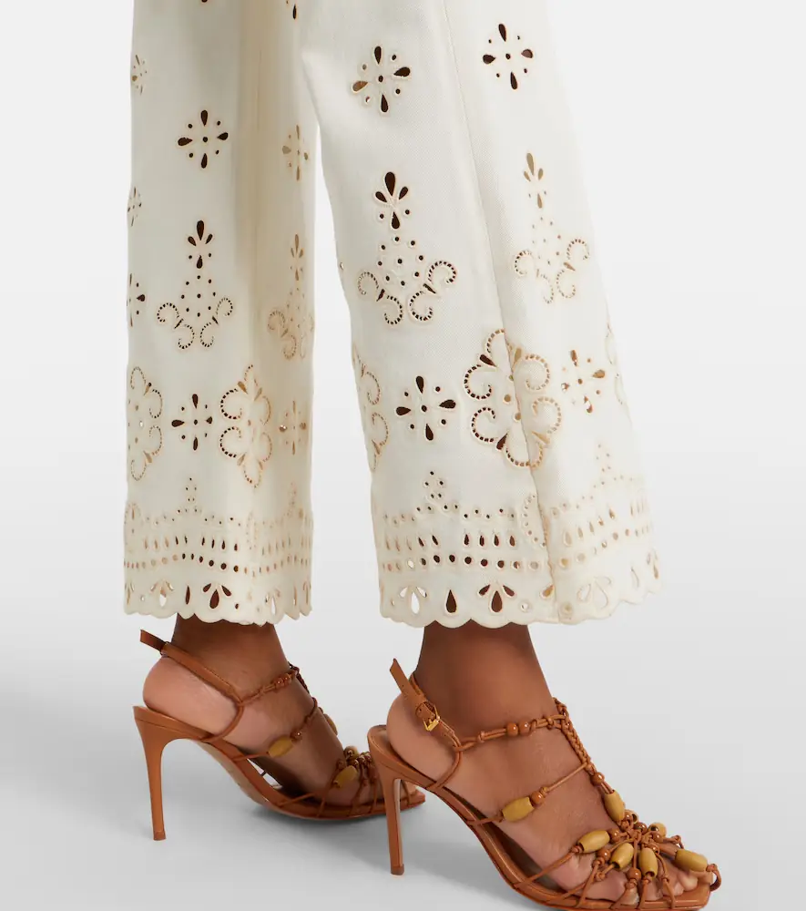 Veronica Beard Komi eyelet cotton twill flared pants | Thumbnail 6 Veronica Beard Komi eyelet cotton twill flared pants | Thumbnail 6