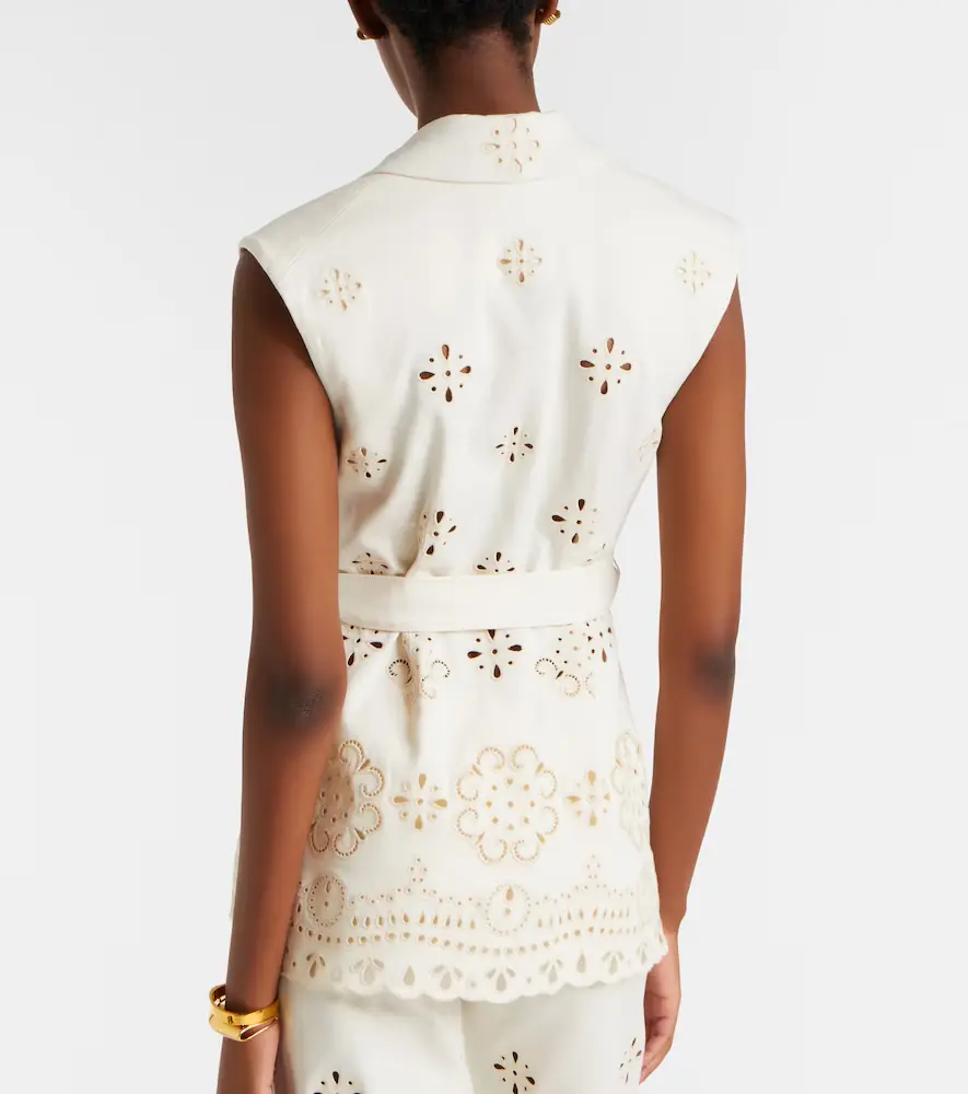 Veronica Beard Townes eyelet cotton twill vest | Thumbnail 2