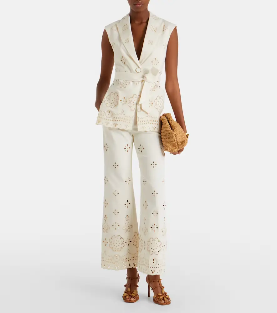 Veronica Beard Townes eyelet cotton twill vest | Thumbnail 4