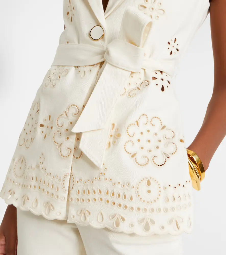Veronica Beard Townes eyelet cotton twill vest | Thumbnail 6