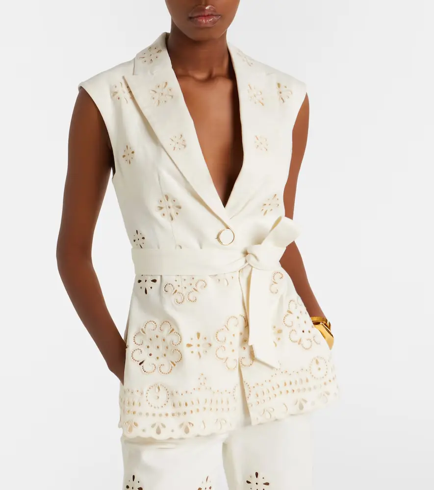 Veronica Beard Townes eyelet cotton twill vest | Thumbnail 7