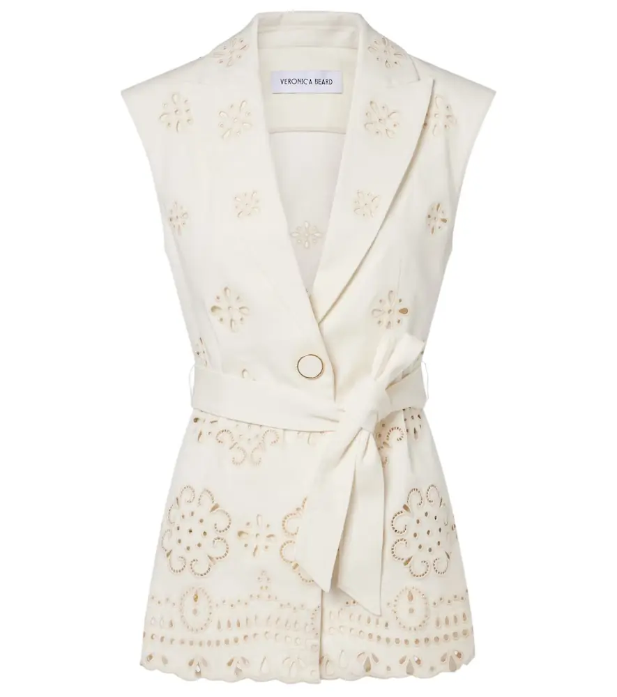 Veronica Beard Townes eyelet cotton twill vest