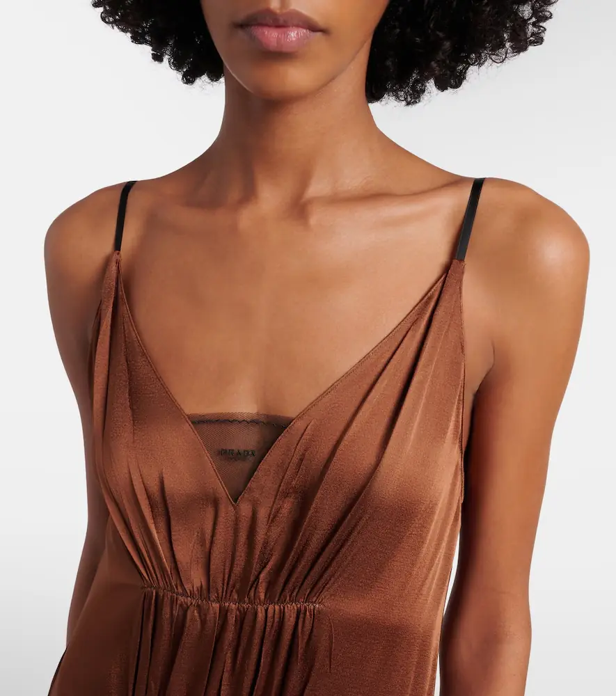 Prada Gathered crêpe satin slip dress | Thumbnail 4