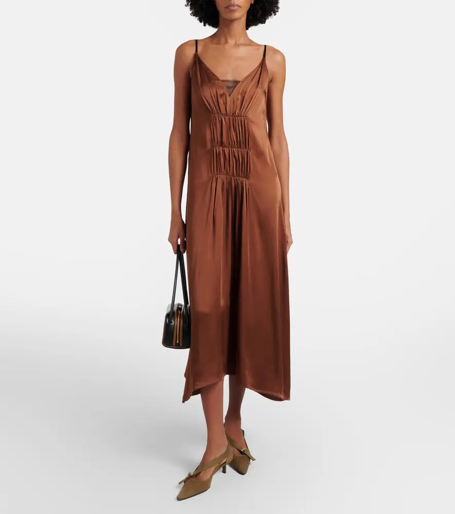 Prada Gathered crêpe satin slip dress | Thumbnail 5
