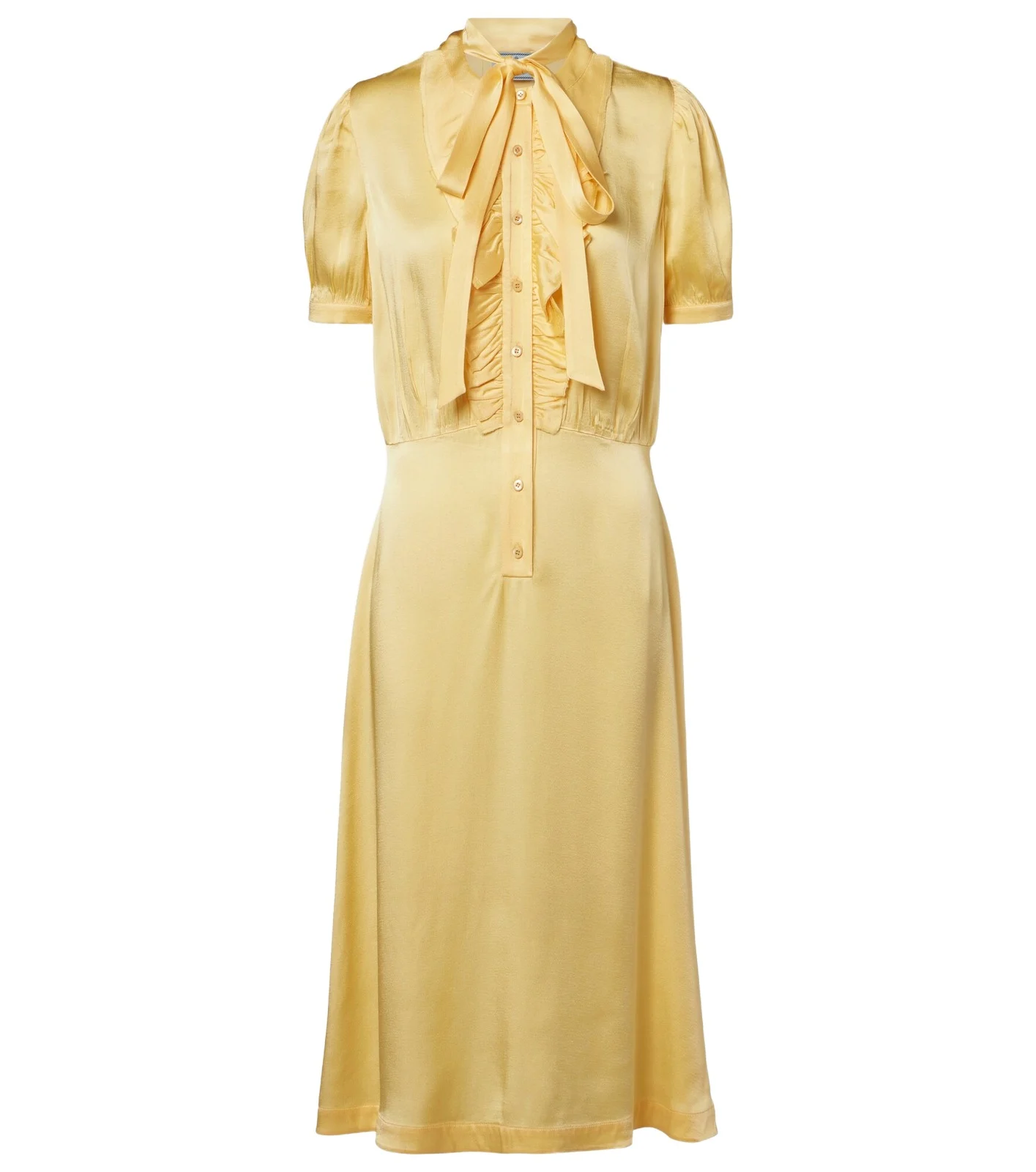 Ruffled tie-neck satin midi dress Ruffled tie-neck satin midi dress