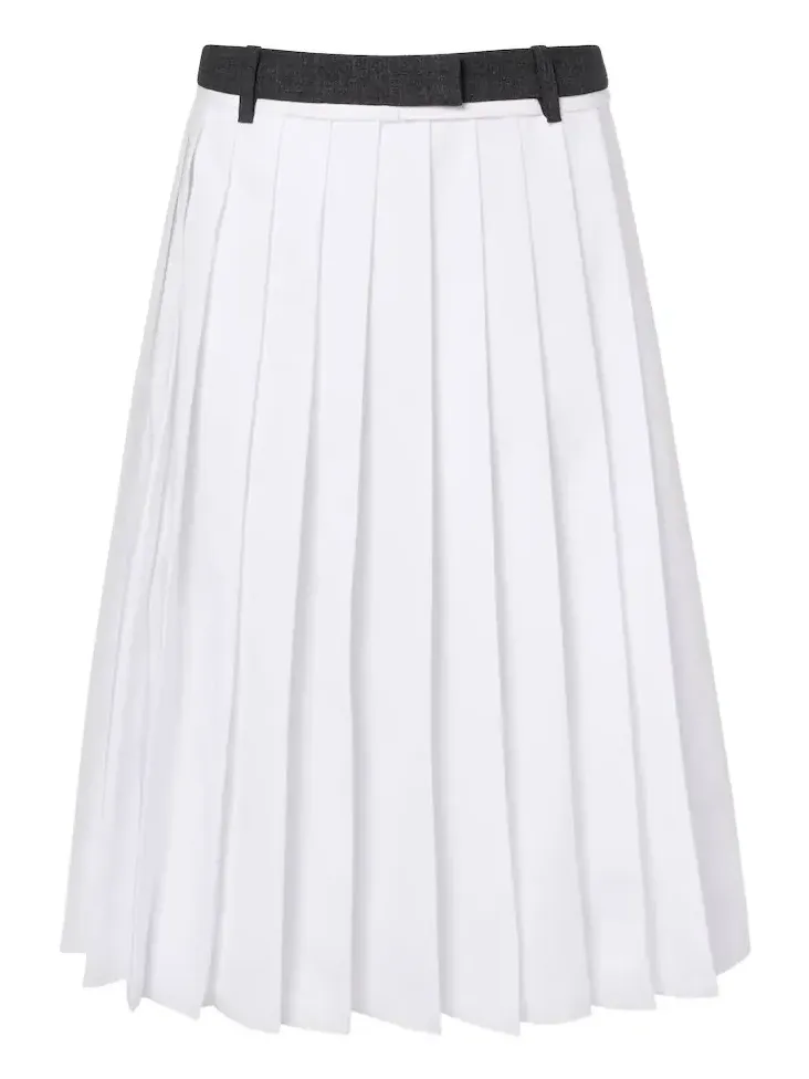 Pleated cotton midi skirt