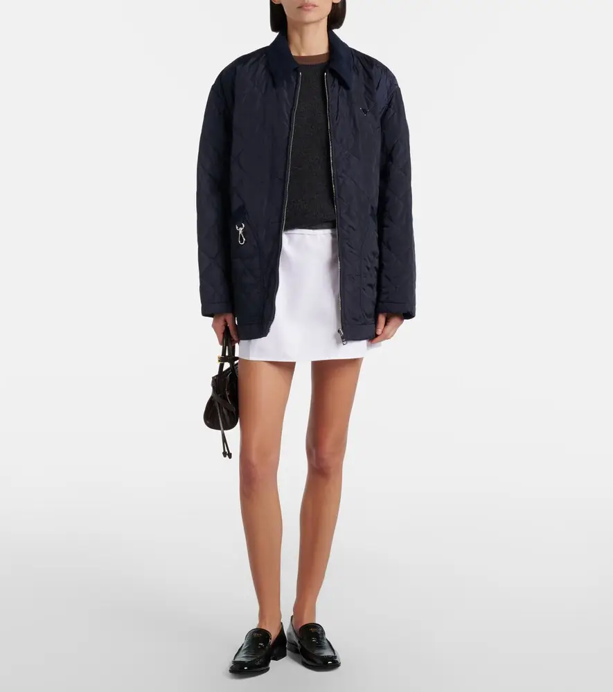 Prada Pleated virgin wool-trimmed cotton miniskirt | Thumbnail 3 Prada Pleated virgin wool-trimmed cotton miniskirt | Thumbnail 3