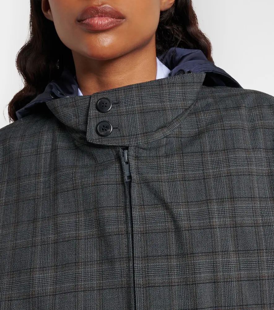 Prada Checked hooded virgin wool jacket | Thumbnail 6 Prada Checked hooded virgin wool jacket | Thumbnail 6