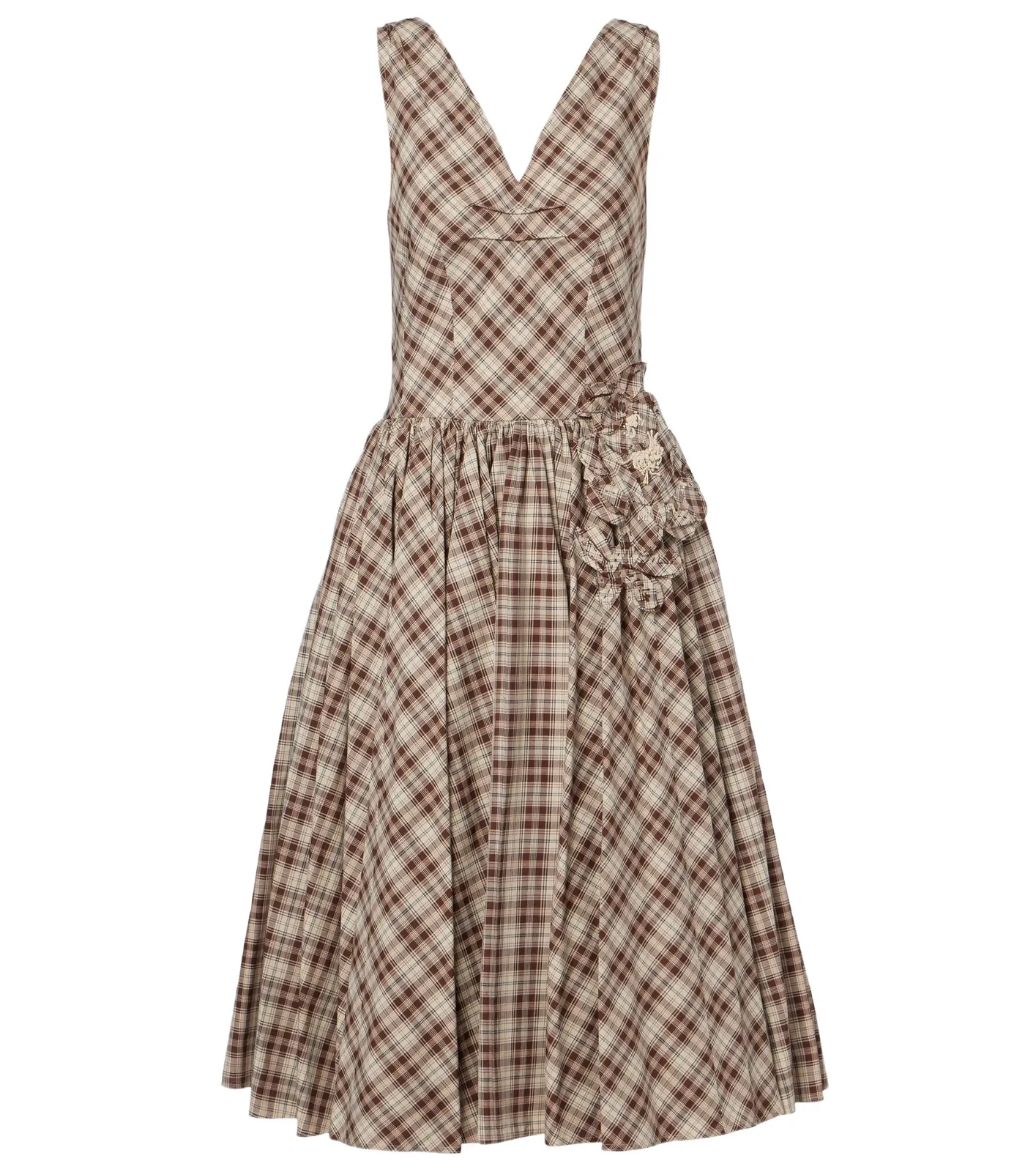Checked cotton poplin midi dress Checked cotton poplin midi dress