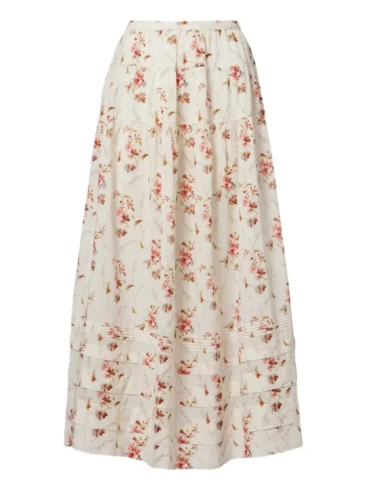 Dôen Marie floral cotton midi skirt Dôen Marie floral cotton midi skirt