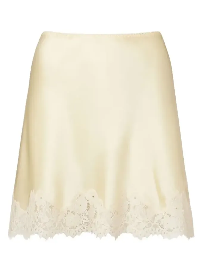 Dôen Giulietta lace-trimmed silk miniskirt