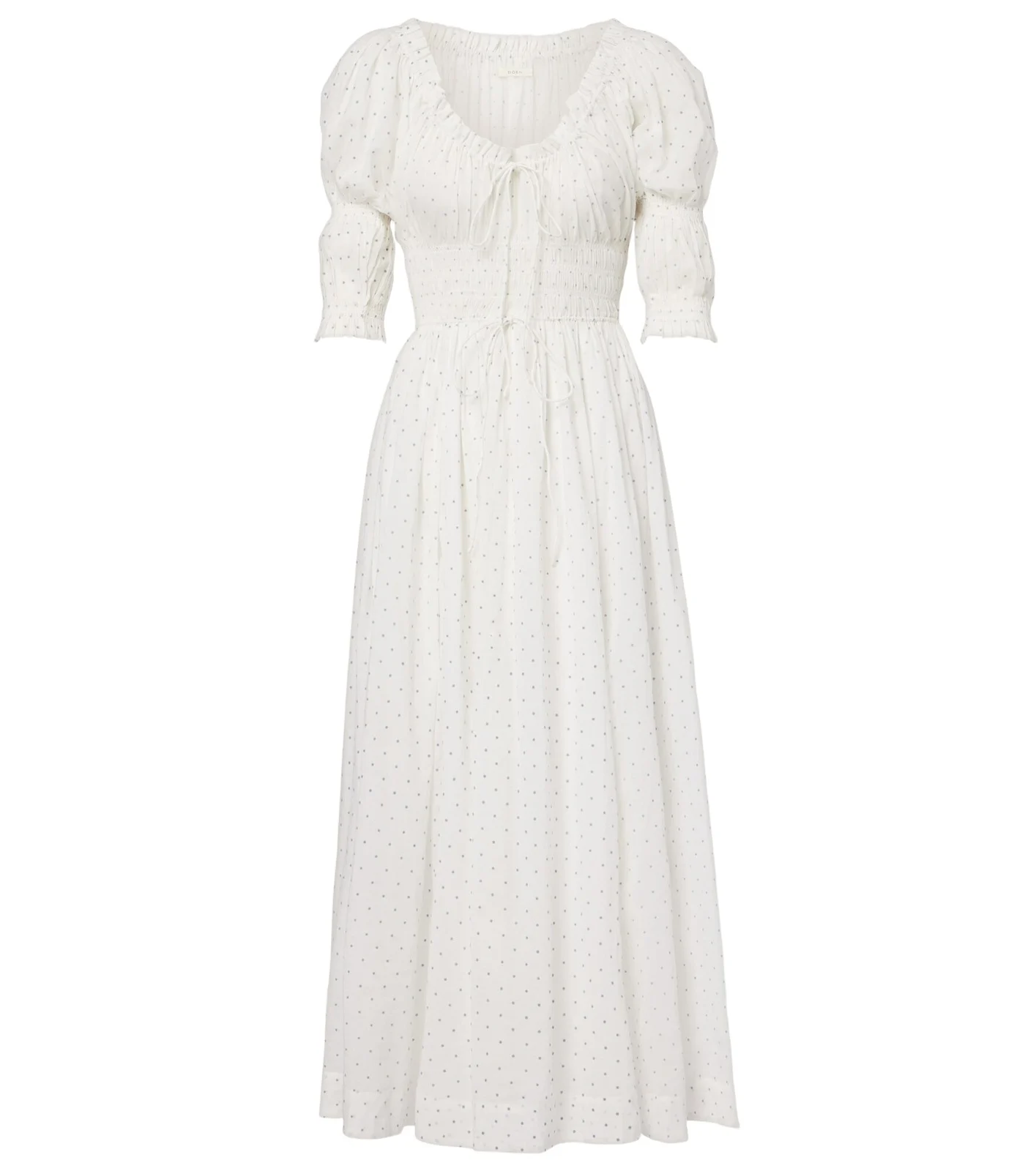 Ischia gathered polka-dot cotton midi dress