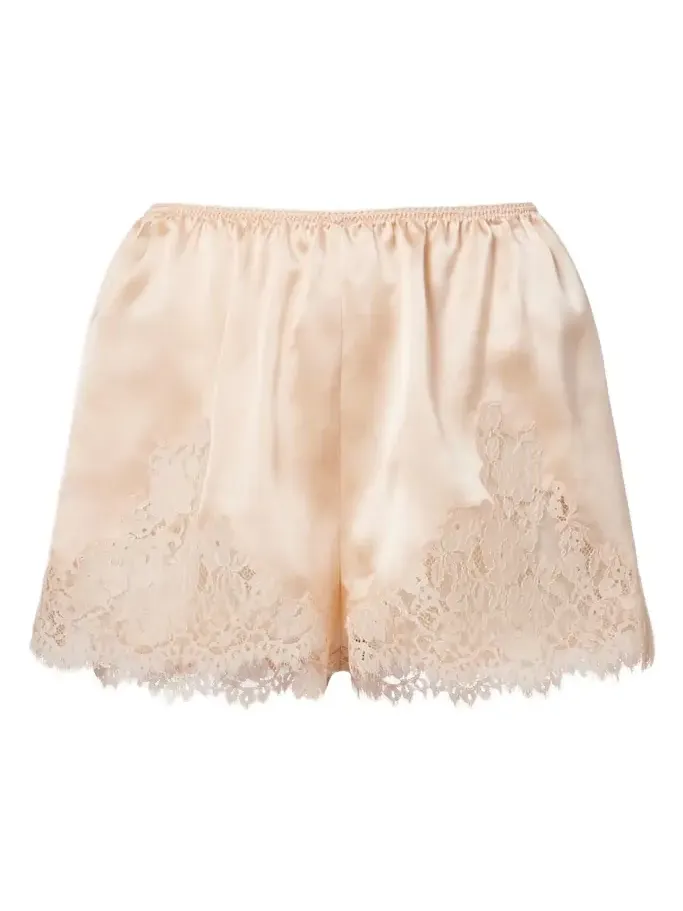 Dôen Iona lace-trimmed silk shorts
