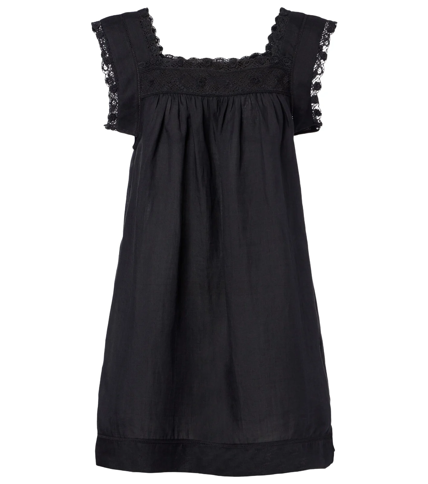 Almadia lace-trimmed ramie minidress