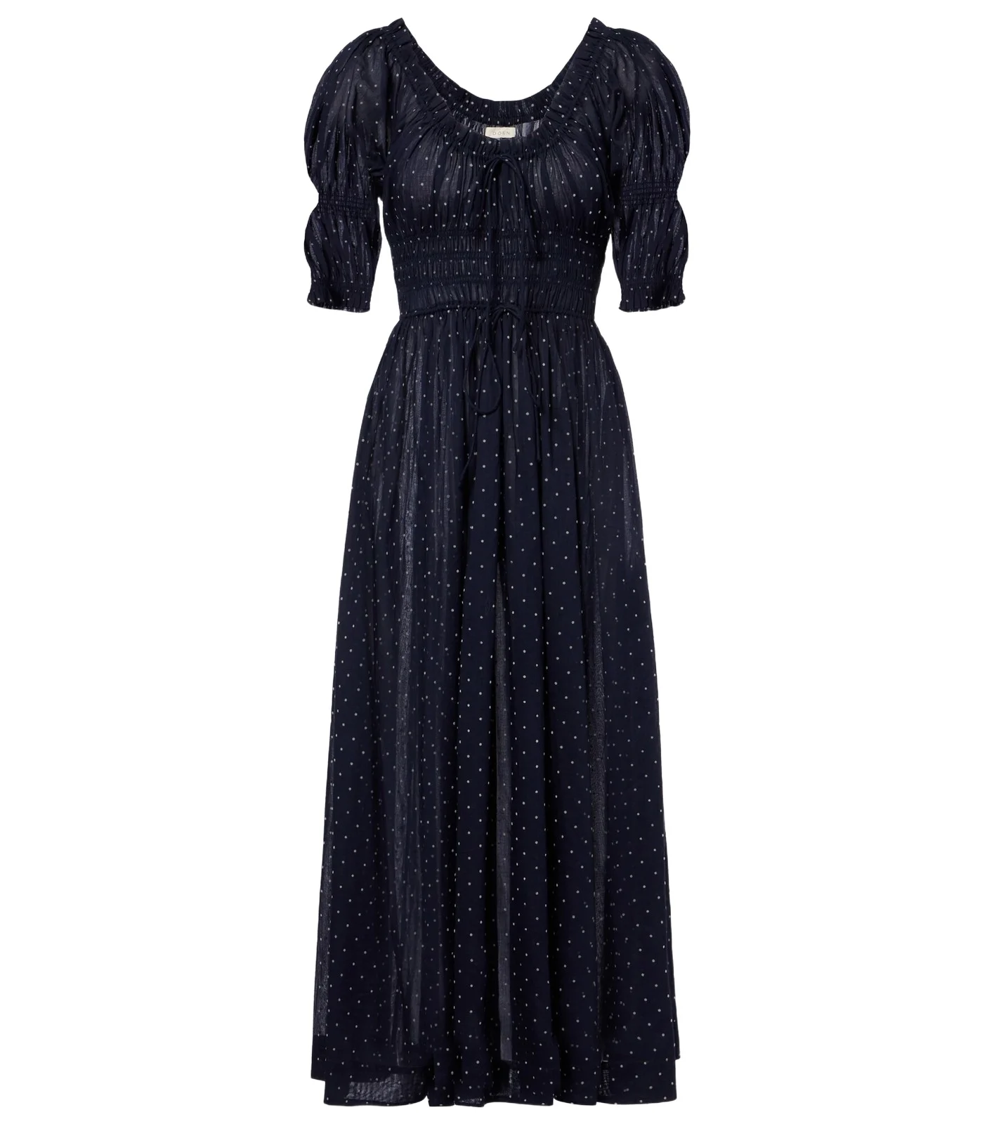 Ischia gathered polka-dot cotton midi dress