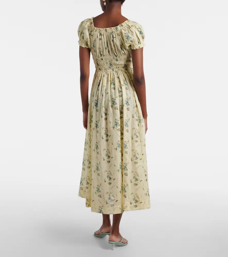 DÔEN Dôen Ashlynn gathered floral cotton midi dress | Thumbnail 4 DÔEN Dôen Ashlynn gathered floral cotton midi dress | Thumbnail 4
