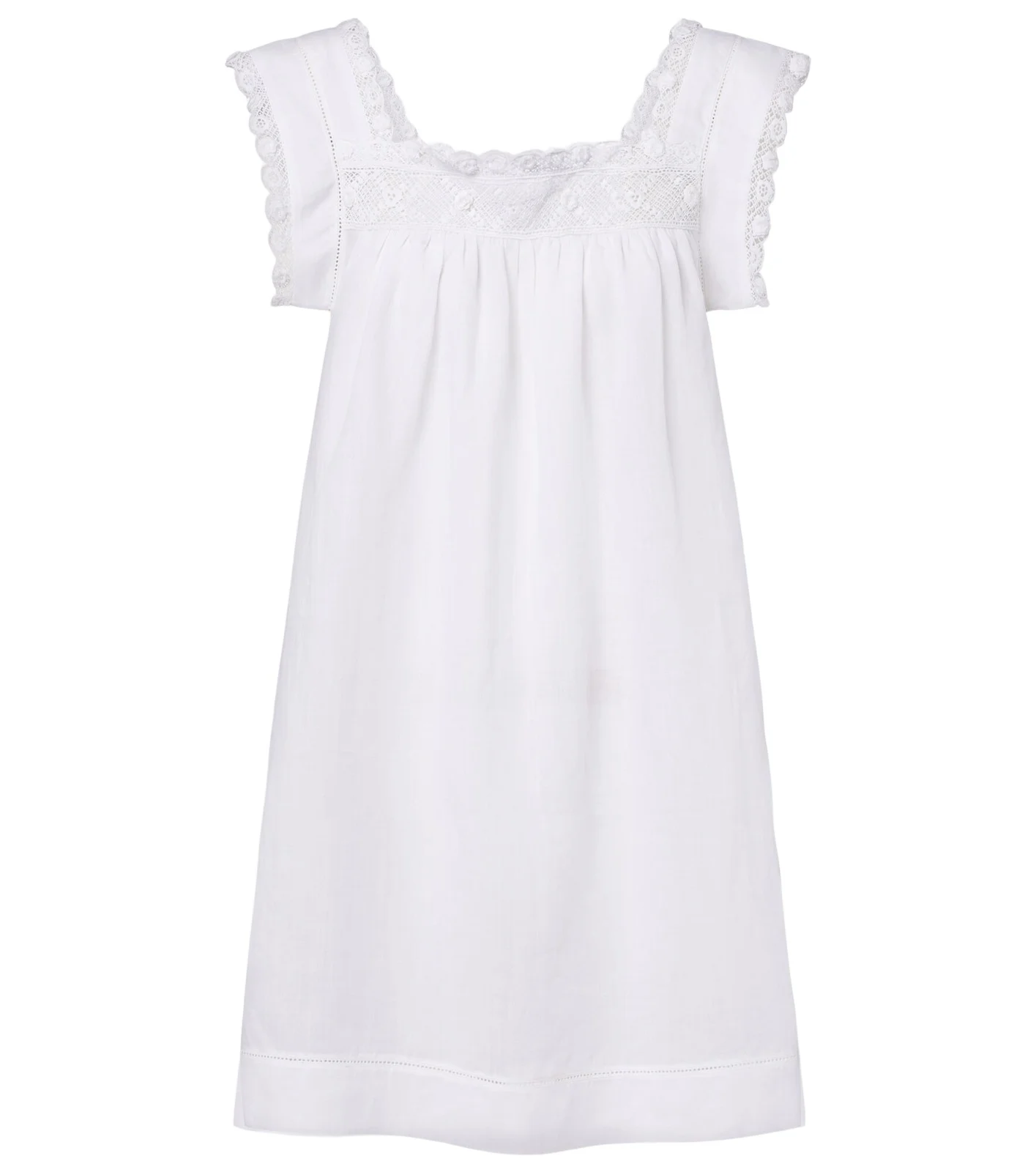 Almadia lace-trimmed ramie minidress