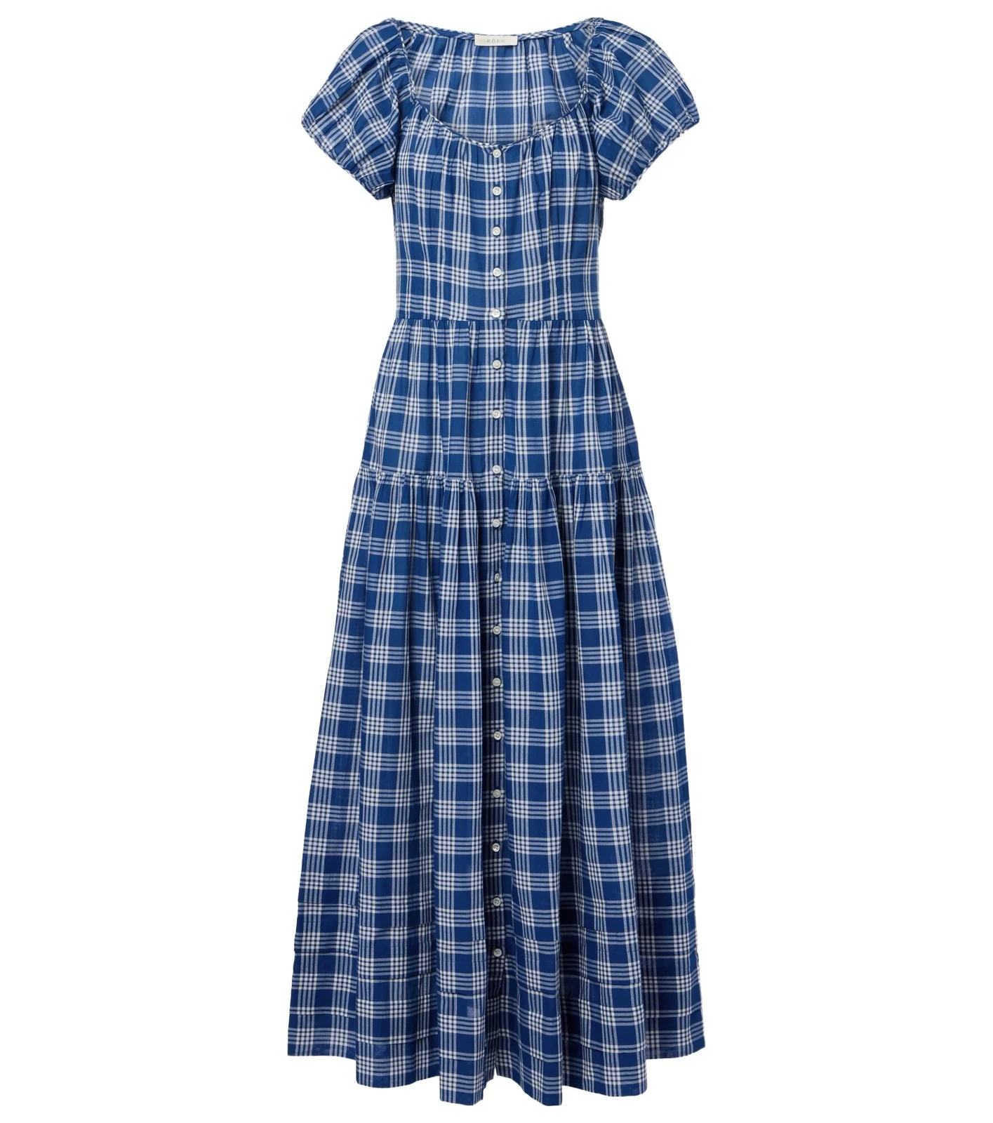 Dôen Valenne checked cotton midi dress
