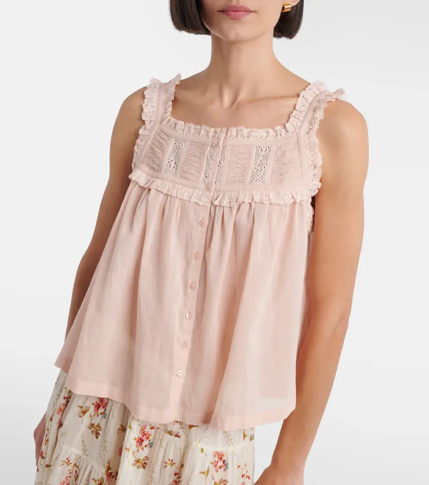 DÔEN Dôen Fidella lace-trimmed cotton top | Thumbnail 2