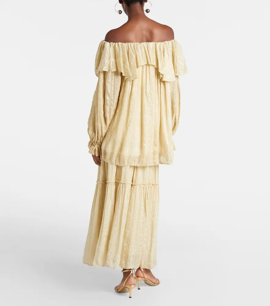 Xu Zhi Gathered striped silk-blend maxi skirt | Thumbnail 5