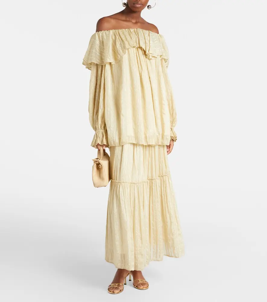 Xu Zhi Gathered striped silk-blend maxi skirt | Thumbnail 6
