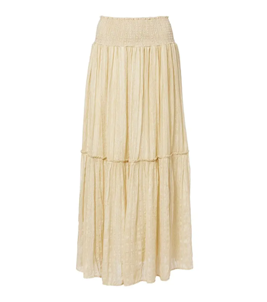 Xu Zhi Gathered striped silk-blend maxi skirt
