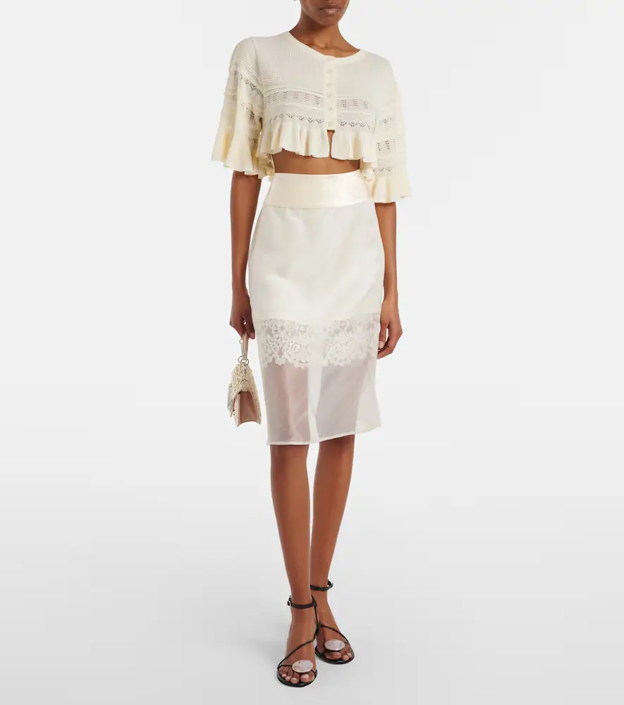 Xu Zhi Lace-trimmed midi skirt | Thumbnail 3 Xu Zhi Lace-trimmed midi skirt | Thumbnail 3