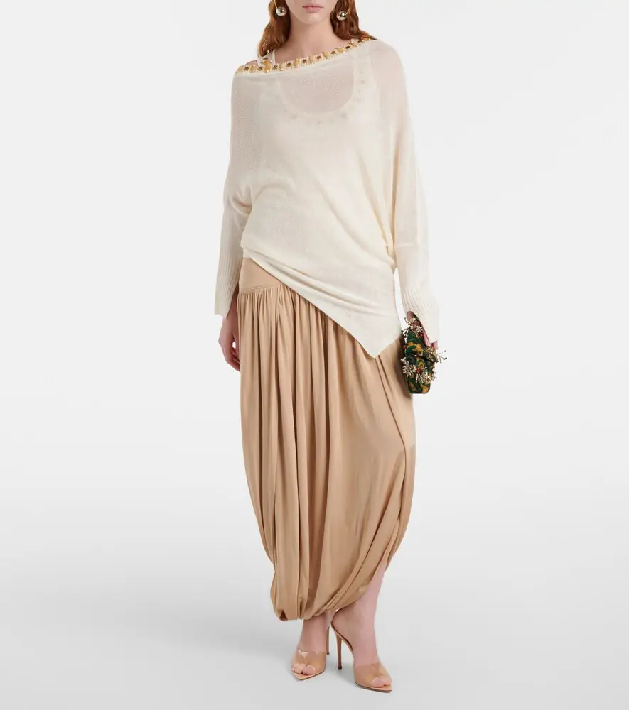 Xu Zhi Beaded asymmetric linen-blend sweater | Thumbnail 2 Xu Zhi Beaded asymmetric linen-blend sweater | Thumbnail 2
