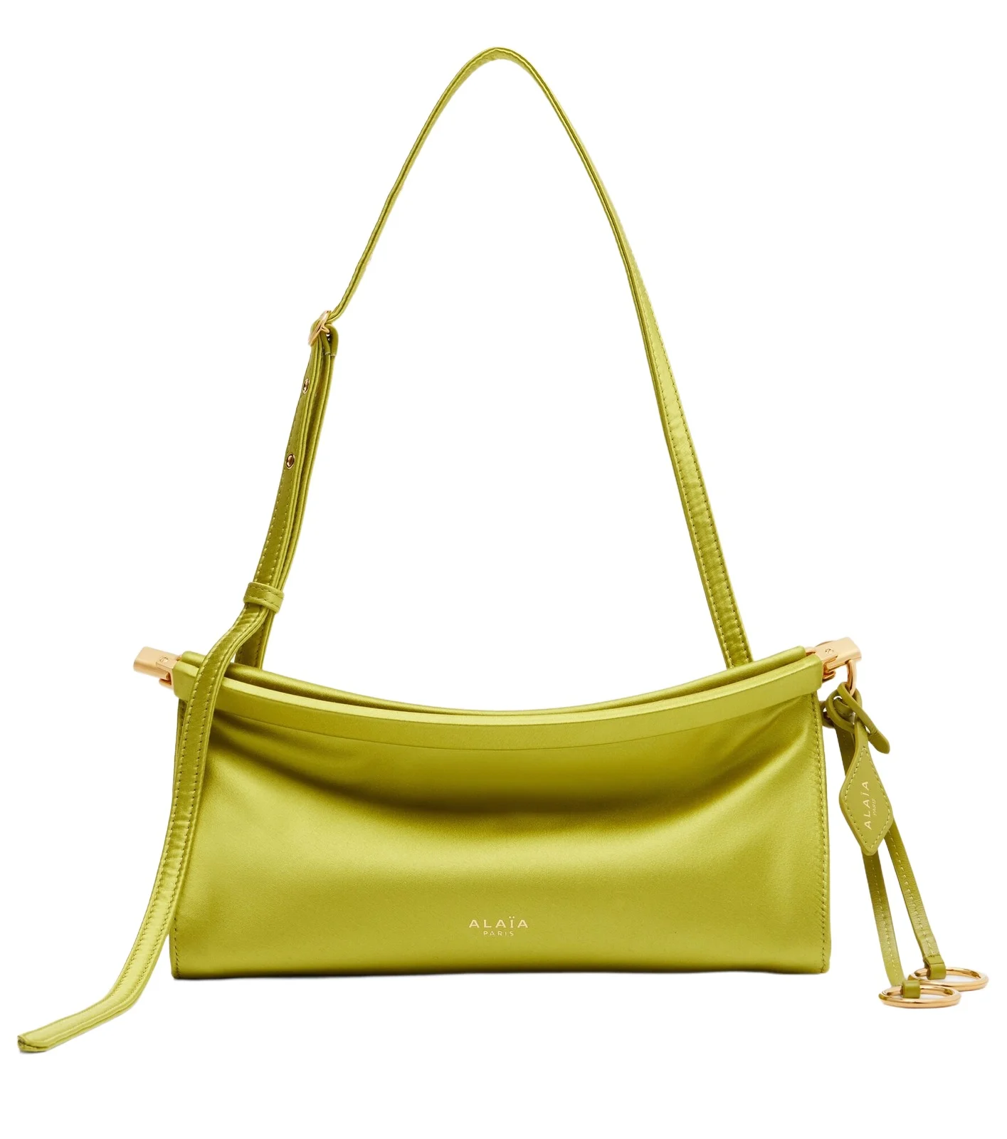 Le Click East West Small leather-trimmed satin shoulder bag