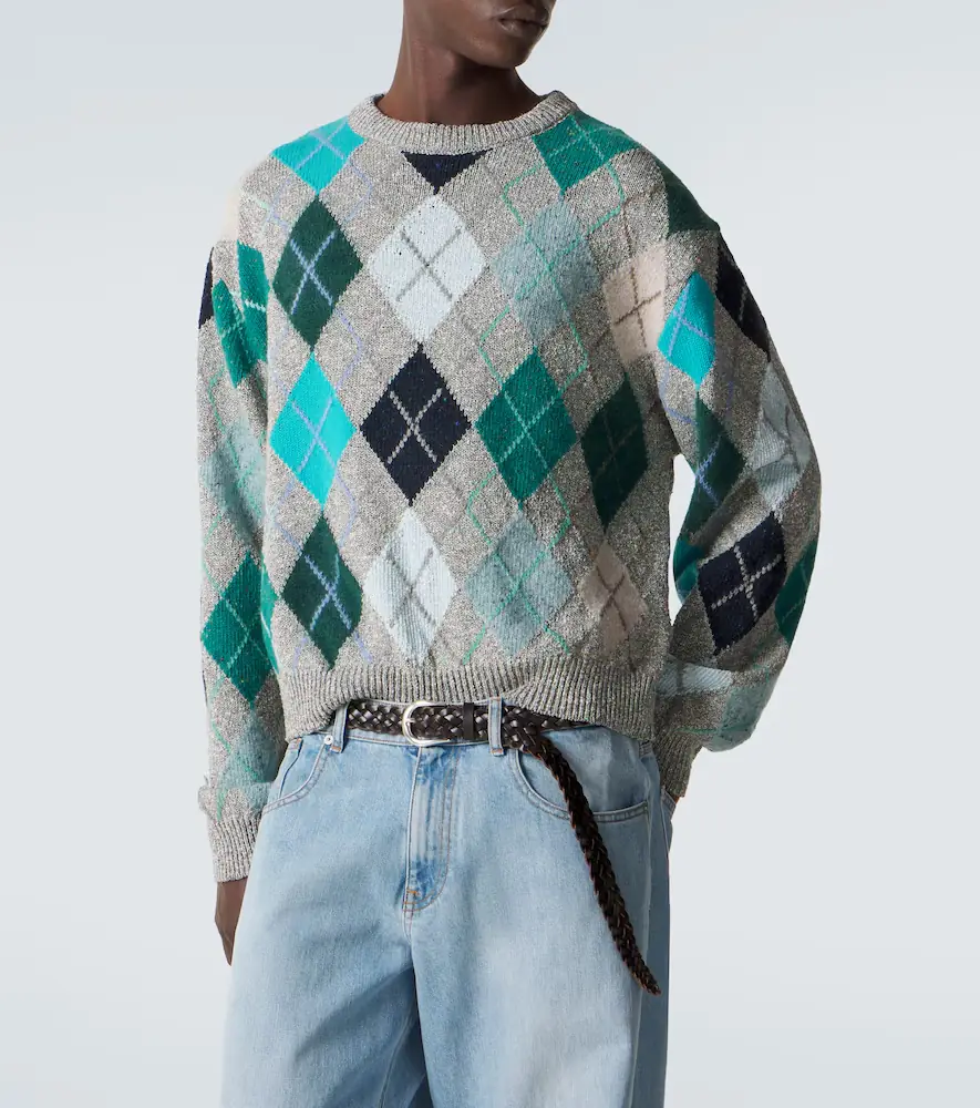 ERL Argyle wool and cotton-blend sweater | Thumbnail 3