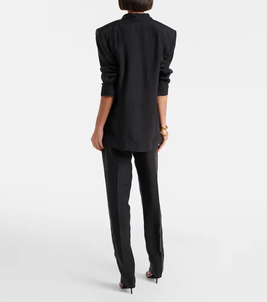 Saint Laurent Pleated silk straight pants | Thumbnail 2 Saint Laurent Pleated silk straight pants | Thumbnail 2