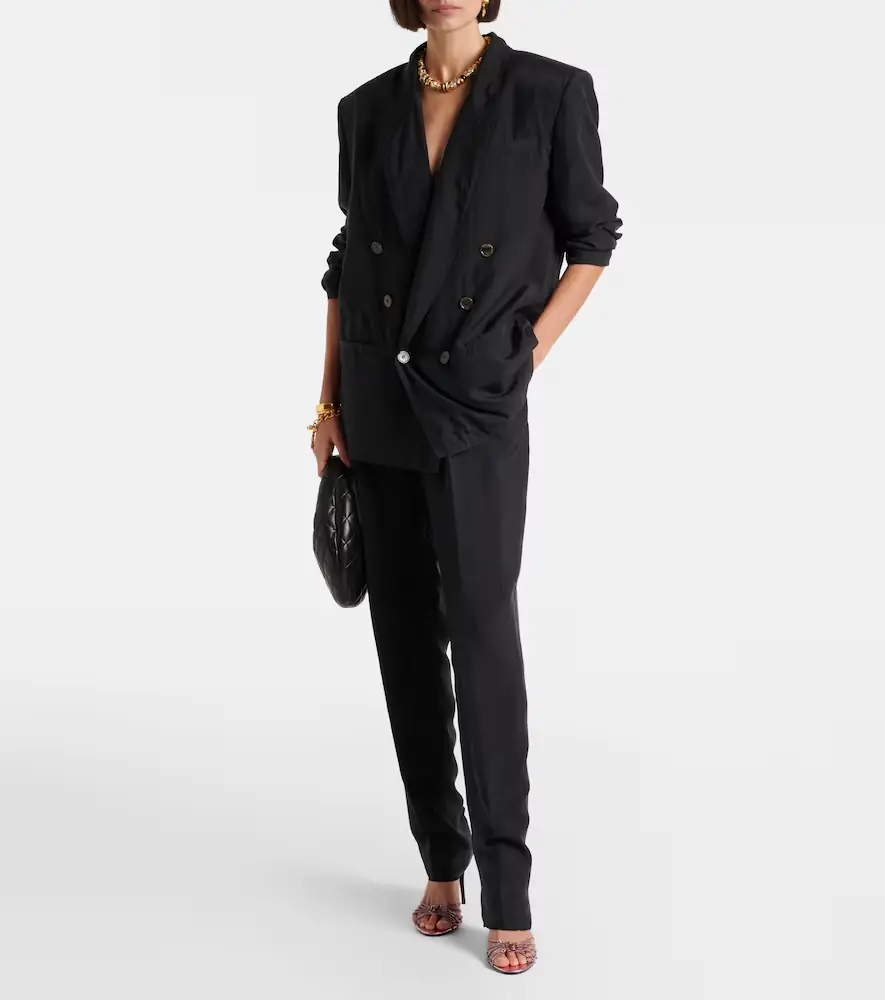 Saint Laurent Pleated silk straight pants | Thumbnail 6 Saint Laurent Pleated silk straight pants | Thumbnail 6