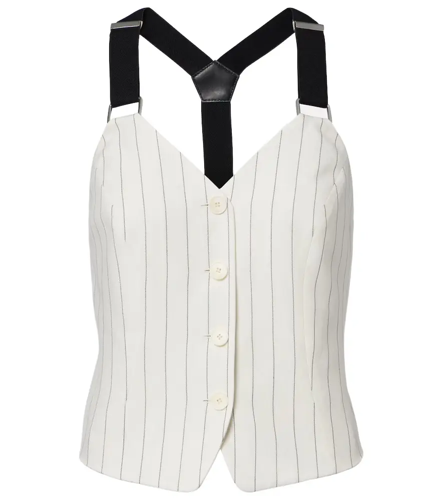 Ralph Lauren Collection Donnella pinstriped cotton, linen and wool bustier top | Image 1 Ralph Lauren Collection Donnella pinstriped cotton, linen and wool bustier top | Image 1