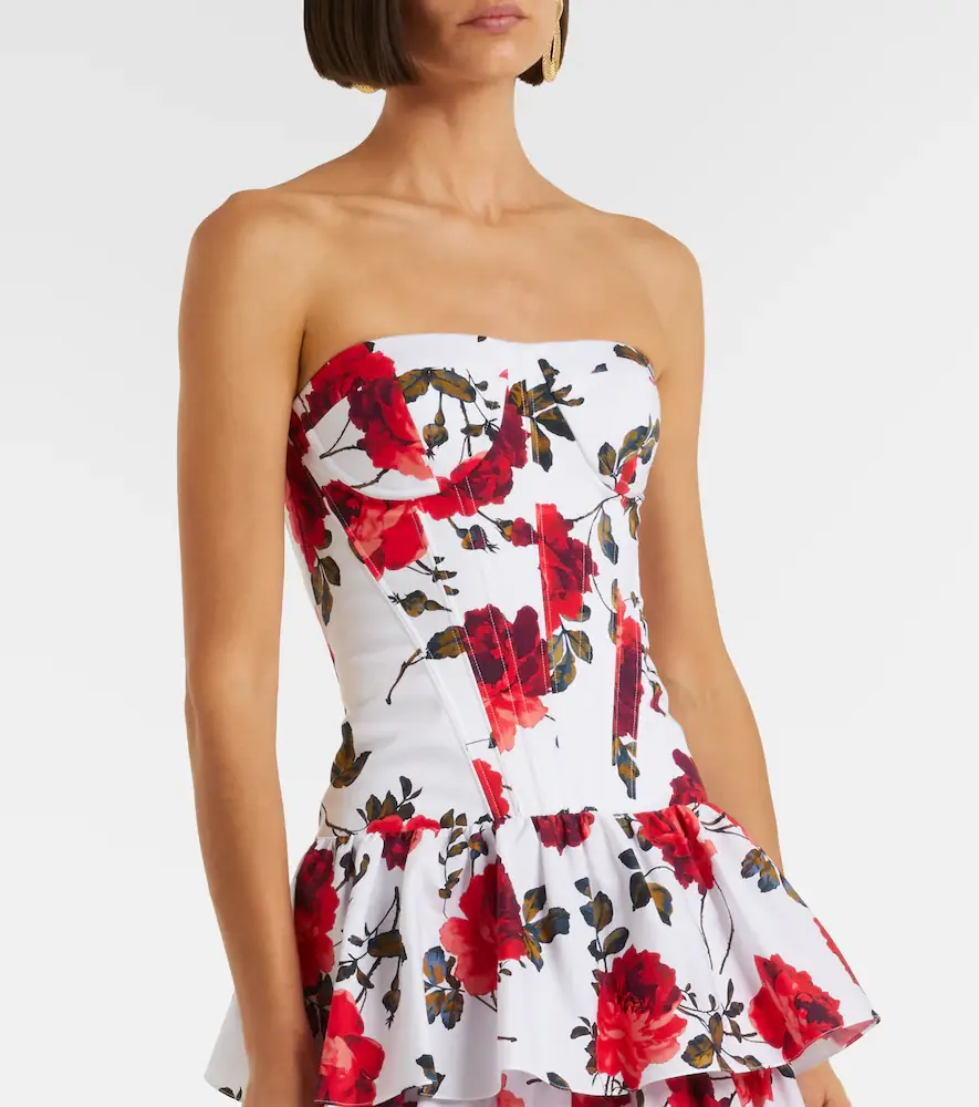 Carolina Herrera Floral tiered cotton-blend corset dress | Thumbnail 3 Carolina Herrera Floral tiered cotton-blend corset dress | Thumbnail 3