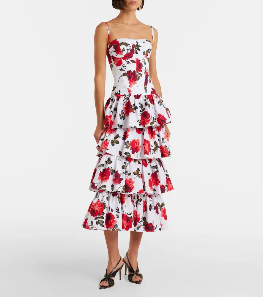 Carolina Herrera Floral tiered cotton-blend corset dress | Thumbnail 4 Carolina Herrera Floral tiered cotton-blend corset dress | Thumbnail 4