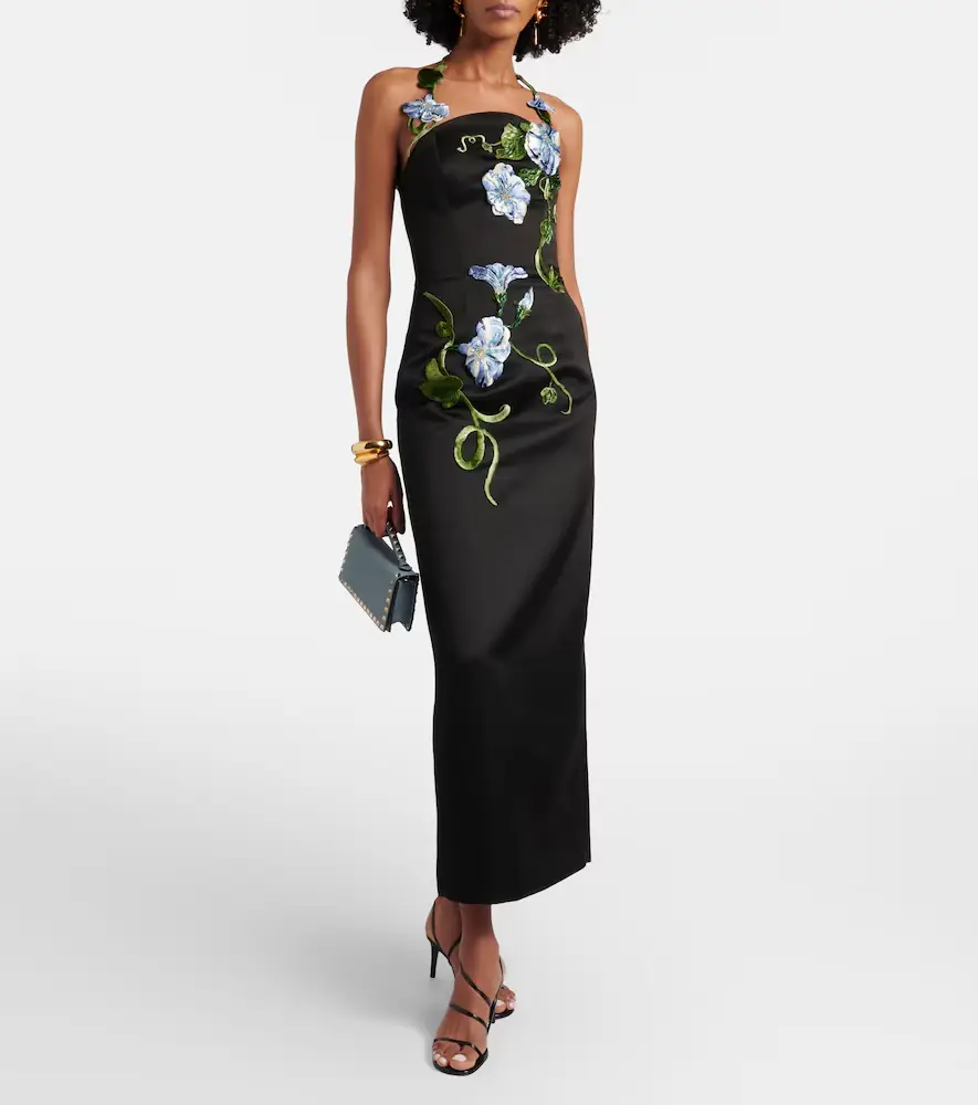 Leo Lin Floral-appliqué halterneck gown | Thumbnail 4 Leo Lin Floral-appliqué halterneck gown | Thumbnail 4