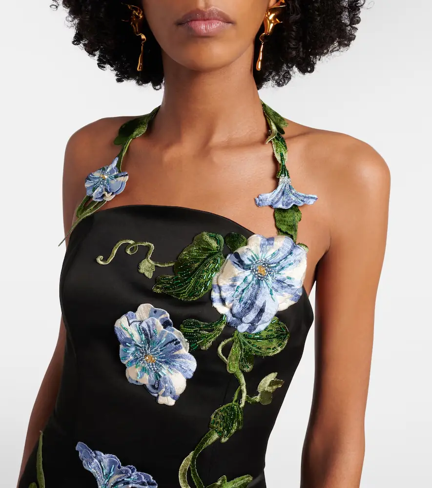Leo Lin Floral-appliqué halterneck gown | Thumbnail 6 Leo Lin Floral-appliqué halterneck gown | Thumbnail 6