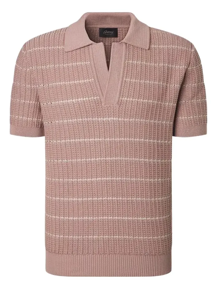 Embroidered cotton and linen polo shirt