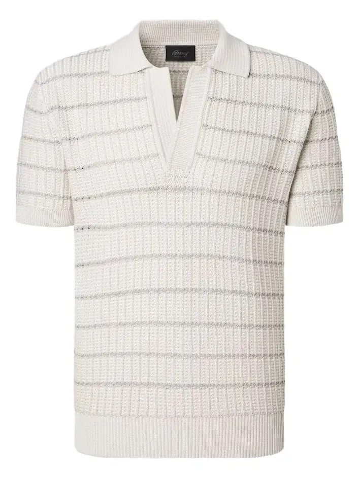 Embroidered cotton and linen polo shirt Embroidered cotton and linen polo shirt