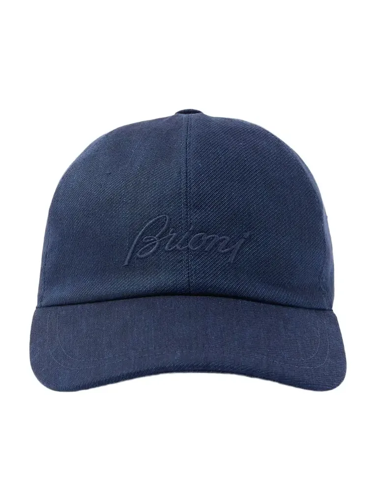 Logo linen and wool baseball cap