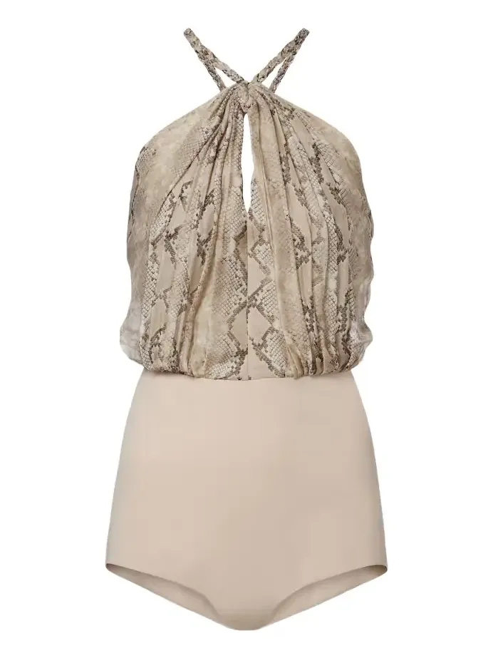Snake-print silk chiffon halterneck maxi dress Snake-print silk chiffon halterneck maxi dress