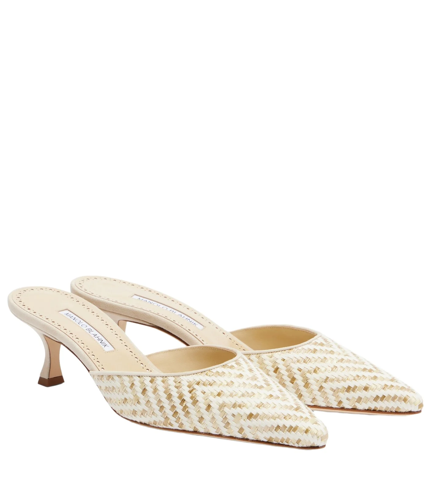 Carolyne leather-trimmed woven mules Carolyne leather-trimmed woven mules